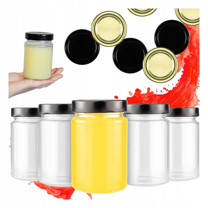 Set 50 borcane ATENA 330ml, sticlă groasă, capac twist-off FI66, multicolor