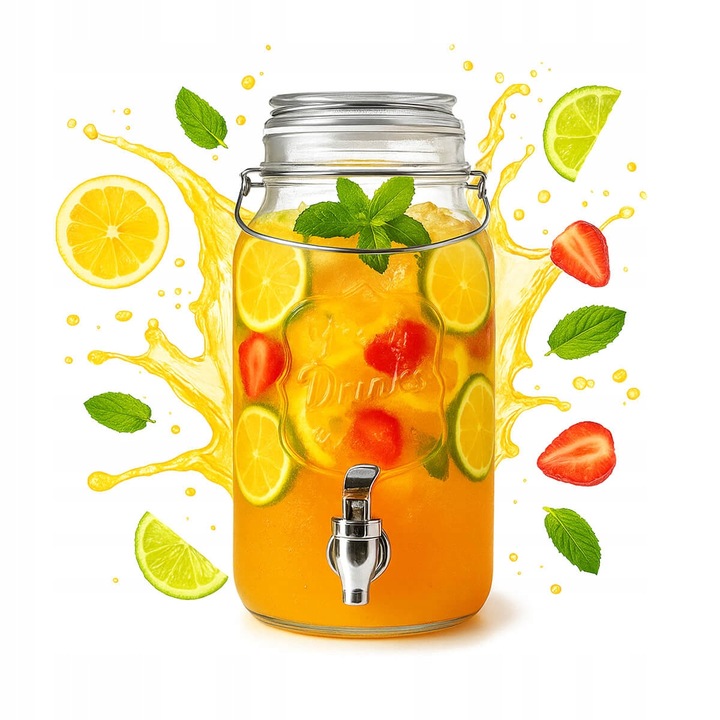 Borcan cu robinet 4L Bimberek, sticla, transparent, 32x15cm