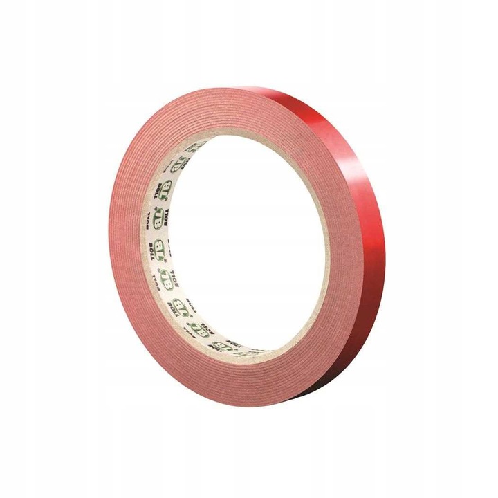 Banda adeziva acrilica, Boll, 12mm x 5m, gri/rosu