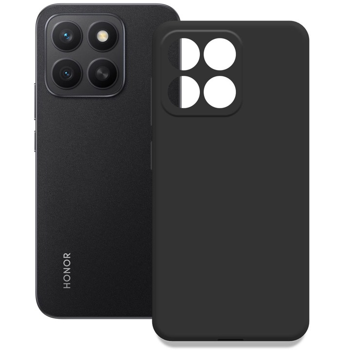 Husa pentru Honor X8c, Color Shield, Interior de catifea, Suprafata aderenta, Protectie antisoc, Margini ridicate, Regular Fit, Silicon, Negru
