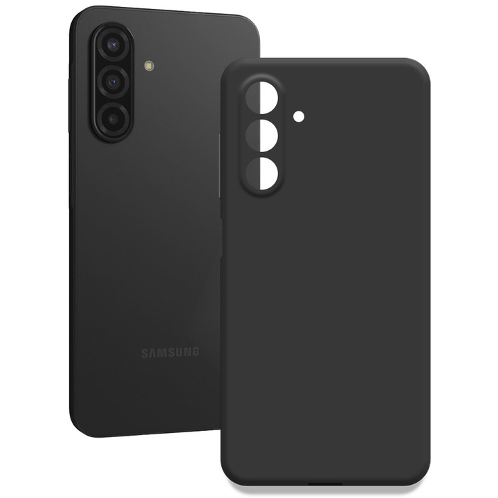 Husa pentru Samsung Galaxy A26 5G, Color Shield, Interior de catifea, Suprafata aderenta, Protectie antisoc, Margini ridicate, Regular Fit, Silicon, Negru