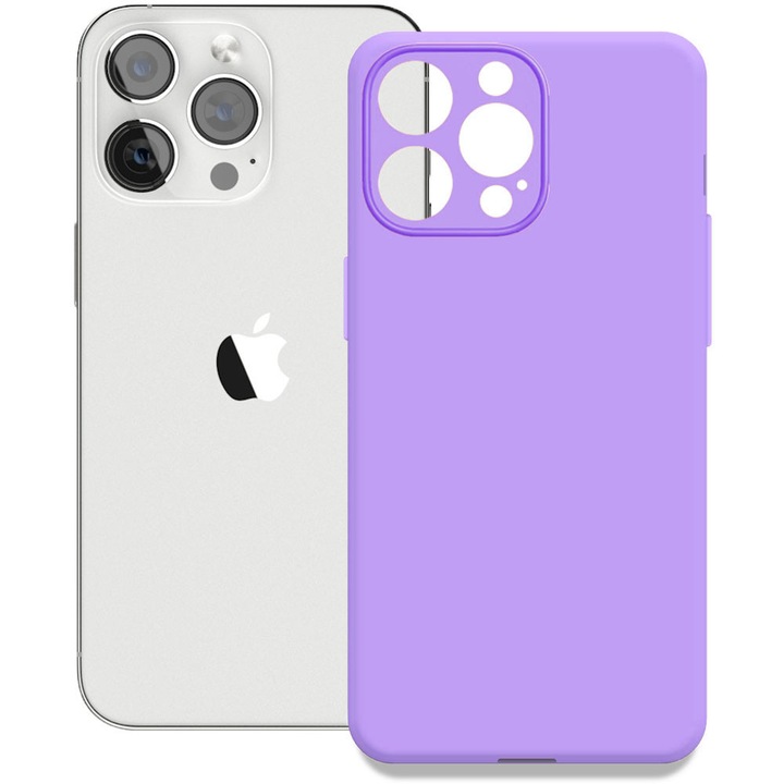 Husa pentru Apple iPhone 13 Pro, Color Shield, Interior de catifea, Suprafata aderenta, Protectie antisoc, Margini ridicate, Regular Fit, Silicon, Violet