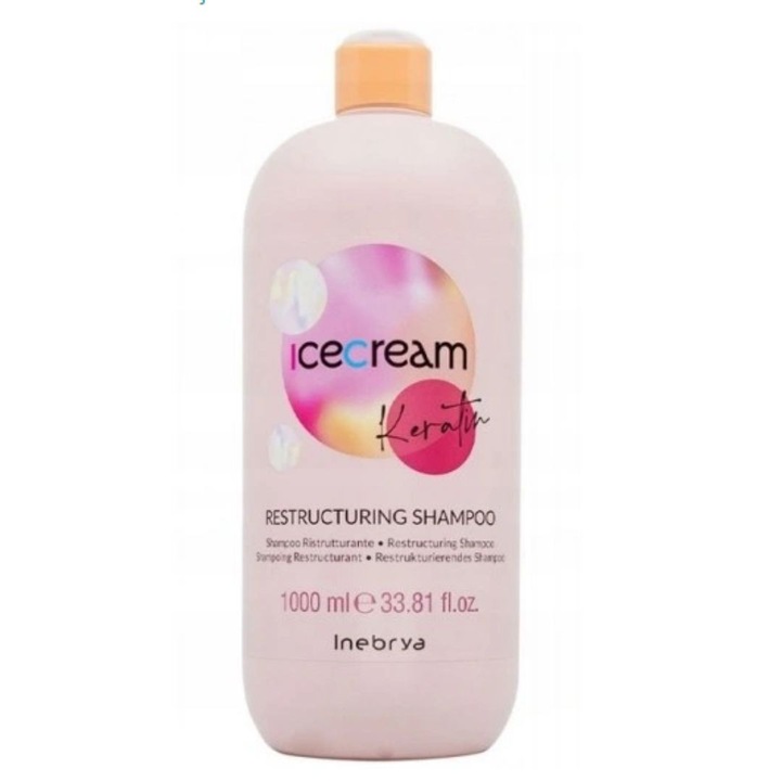 Sampon de par Inebrya IceCream Keratin 1000ml, regenerare, stralucire
