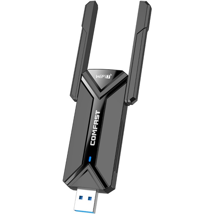 Adaptor wireless COMFAST BE6500 Tri-Band 6G/5G/2G USB 3.0, Negru, 87.5x30x12.5mm