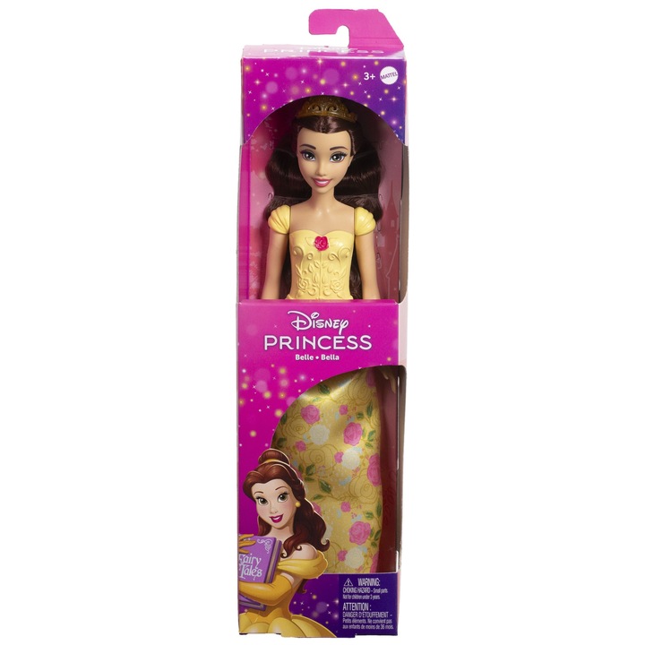 Papusa Disney Princess, Mattel, Belle, rochie cu flori, 28cm