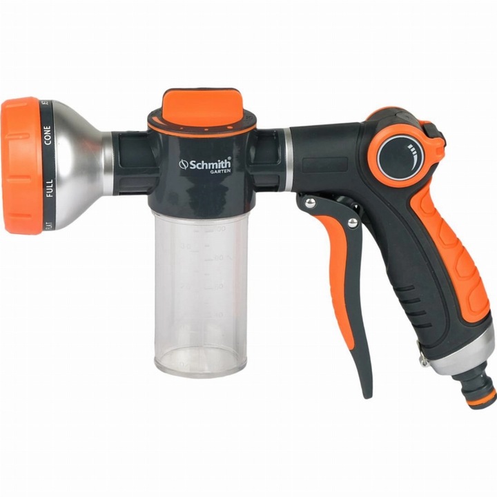 Pistol de pulverizare Schmith, 8 funcții, dozator practic, maner ergonomic, plastic durabil
