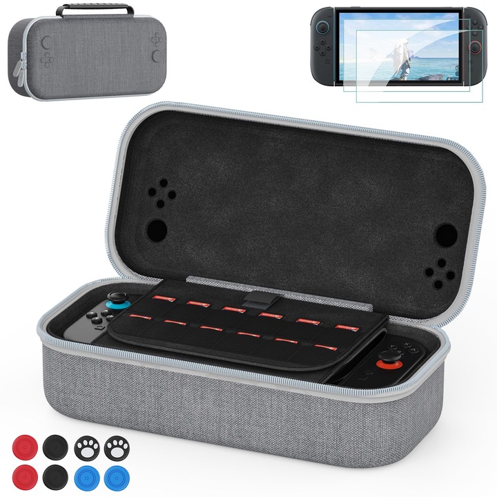 Husa consola pentru Nintendo Switch 2, LYCENXI, set cu folie de protectie si mansoane