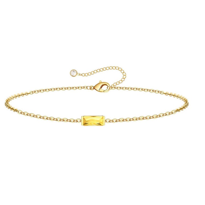 Bratara din zirconiu dama, CISHOP, aur placat, ajustabila, pentru femei, 6.3"+2.4"