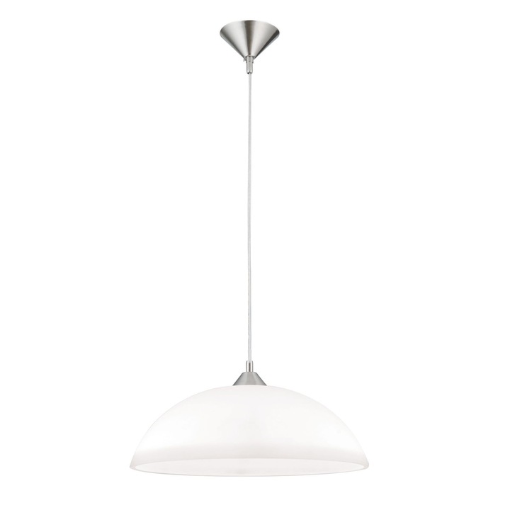 Pendul SUSAN, Orion, otel finisaj crom satinat, abajur sticlă opal mat, 1xE27, 110cm