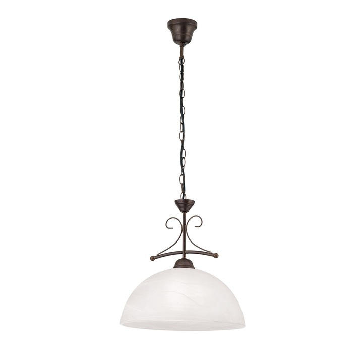 Pendul RULA, cu abajur din sticla opal mat, E27 1x60W otel finisaj antic, 31x101cm IP20 ORION