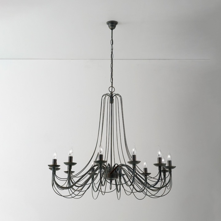 Candelabru VELA, E14 12x40W otel finisaj antic negru-verde, 135cm IP20 ORION