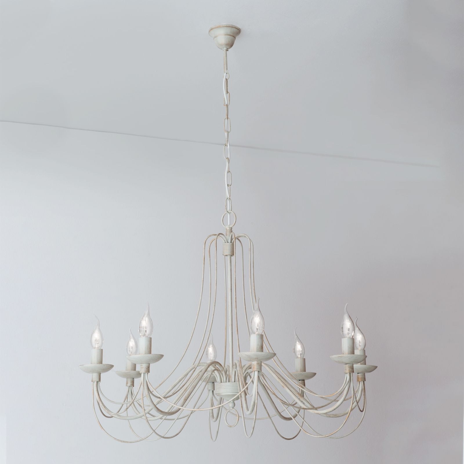 Candelabru VELA, E14 8x40W otel finisaj antic fildes-auriu, 110cm