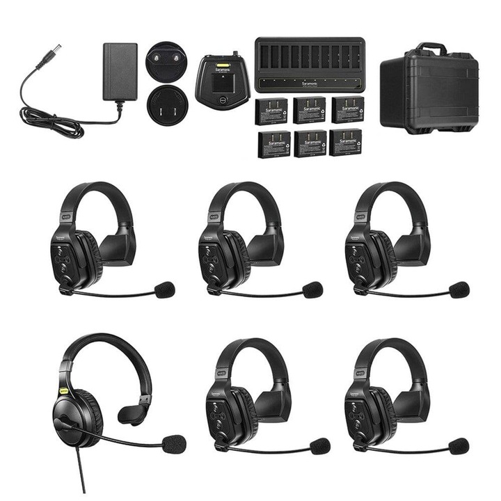 Sistem Intercom Wireless pentru 6 Persoane Saramonic WiTalk WT6S Full-Duplex 1.9GHz Casti Single-ear Negru