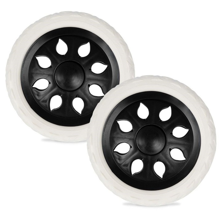 Set 2 Roti De Schimb Pentru Carucior De Cumparaturi, Orion, 821365, 16 cm, Negru, Fabricate Din Material De Inalta Calitate, Culoare Neagra, Diametru 16 cm, Schimbare Usoara