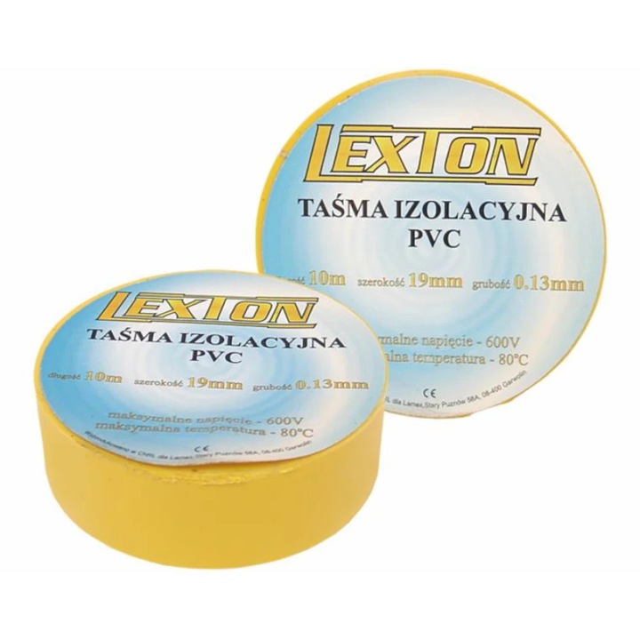 Banda izolatoare Lexton, 25m, galbena, PVC, 0,13mm, rezistenta la apa