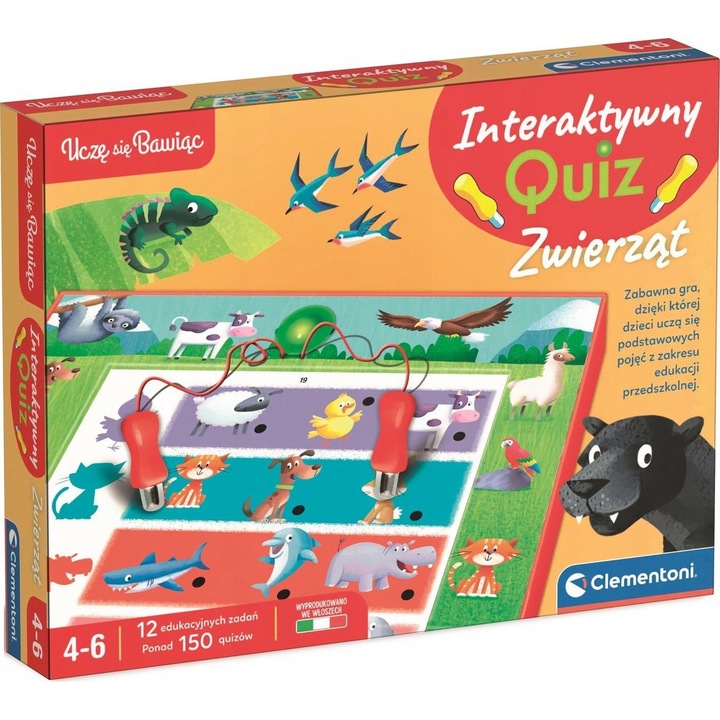 Set jocuri copii, Clementoni, Quiz interactiv, 12 jocuri educationale, 3-5 ani