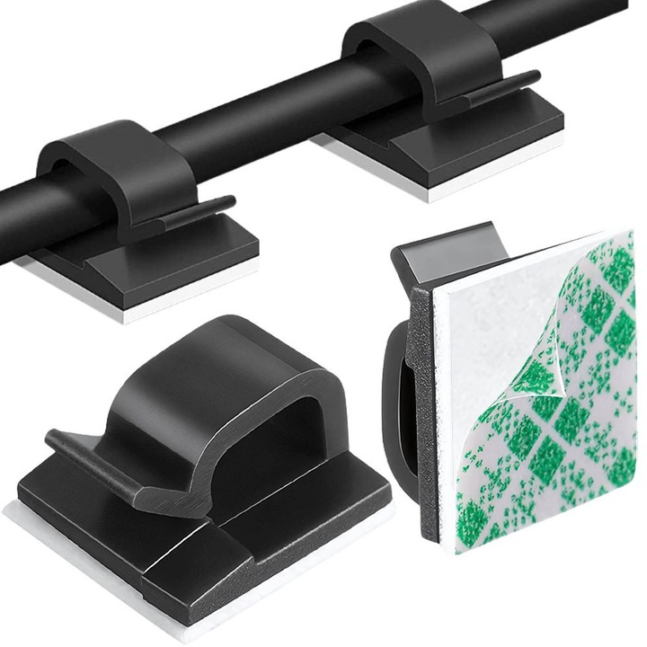 Organizator autoadeziv pentru cabluri, set de 10 bucati