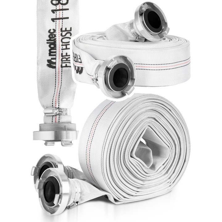 Градински маркуч, Maltec, Masterhose 300, 30 м, бял, диаметър 2 инча приблизително 52 мм, работно налягане 8 бара, устойчив на износване и атмосферни влияния, плоско усукан
