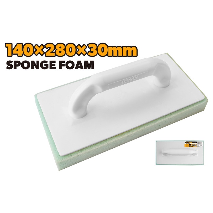 Gletiera spuma burete TOLSEN 280x140x30 mm, maner PS ergonomic, pentru finisare neteda si aplicare usoara