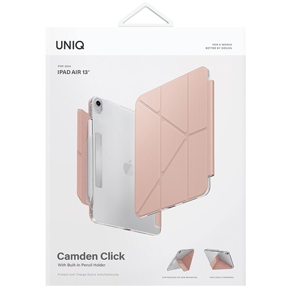 Husa tableta UNIQ Camden Click, roz, pentru iPad Air 2024, cu functie de suport