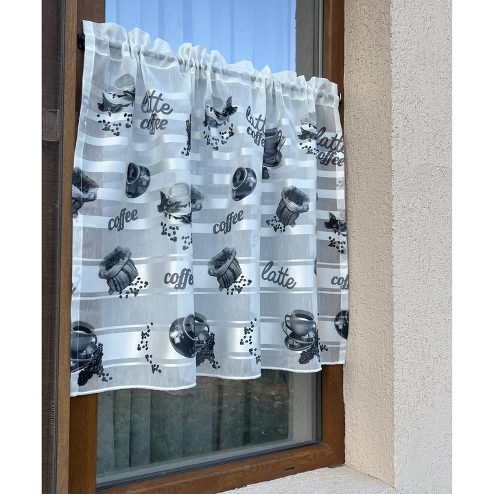 Перде, Късо, 60 x 90 см, White/Coffee grey