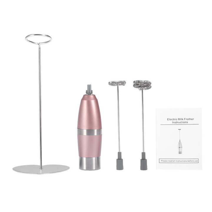 Tel electric din inox cu suport, 3 capete, pentru oua, crema, lapte, cafea