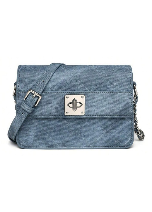 Geanta de umar pentru femei, model retro, denim, cu lant, dimensiuni mici, multicolor