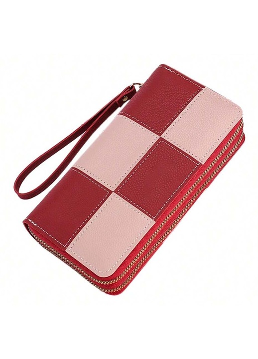 Дамски портфейл от лилава лачена кожа, голям капацитет за карти, универсален размер