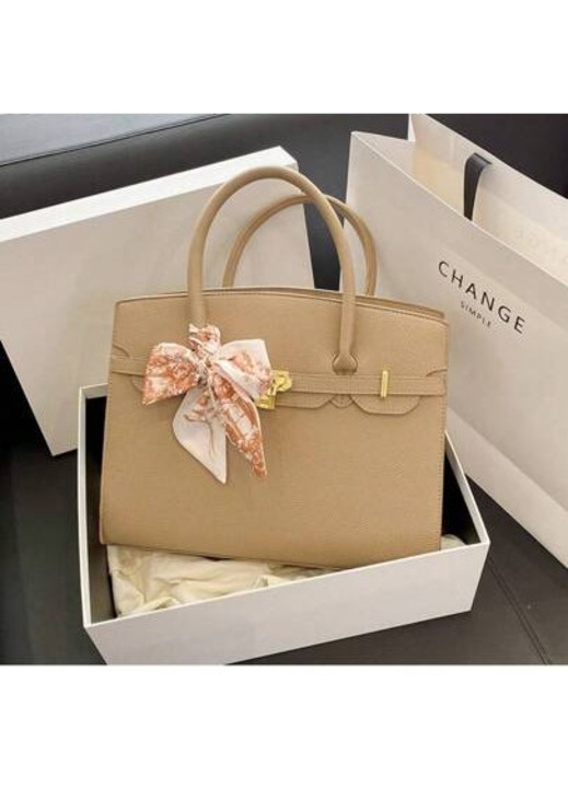 Női táska, nagy kapacitású bevásárlótáska, selyemsállal díszítve, többszínű