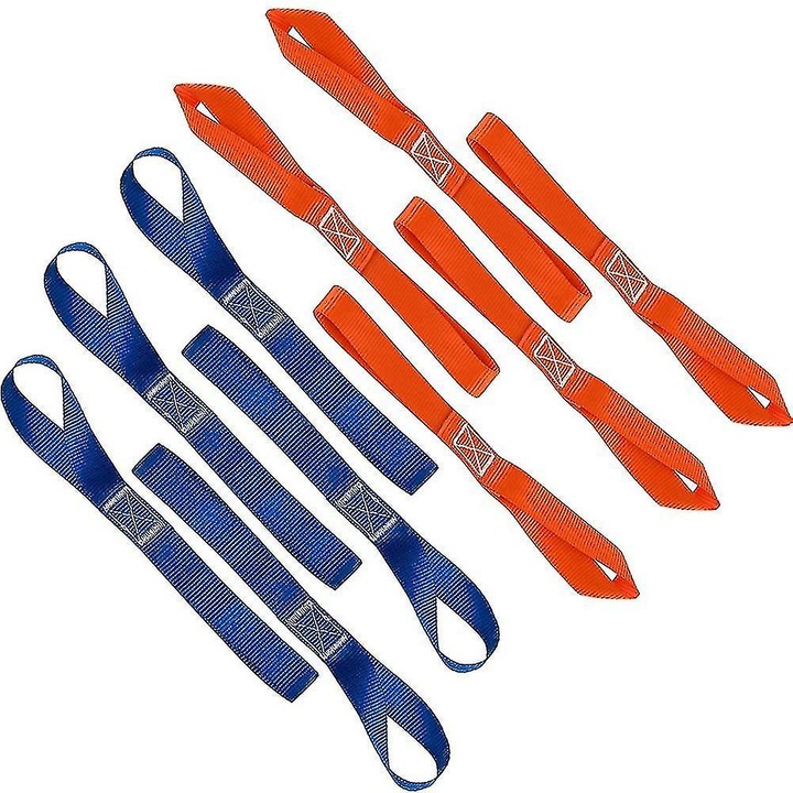 Set 10 chingi ancorare cu bucla moale, 1500 lbs, albastru portocaliu, 39.5x2.5cm