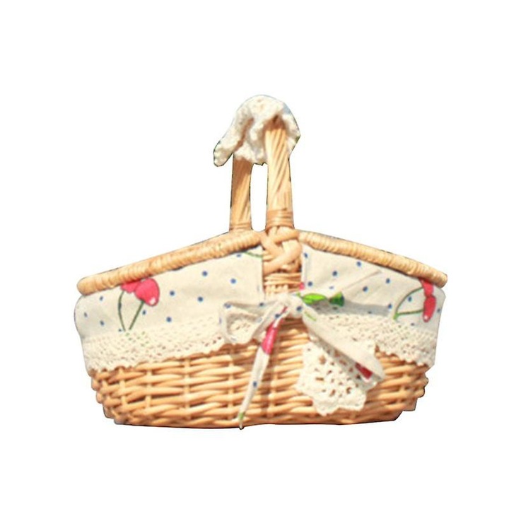 Fűzfa piknikkosár, nagy űrtartalmú, 27x18x25cm, fehér