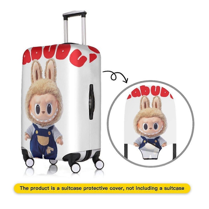 Husa protectie valiza LABUBU, elastica, alba, XL