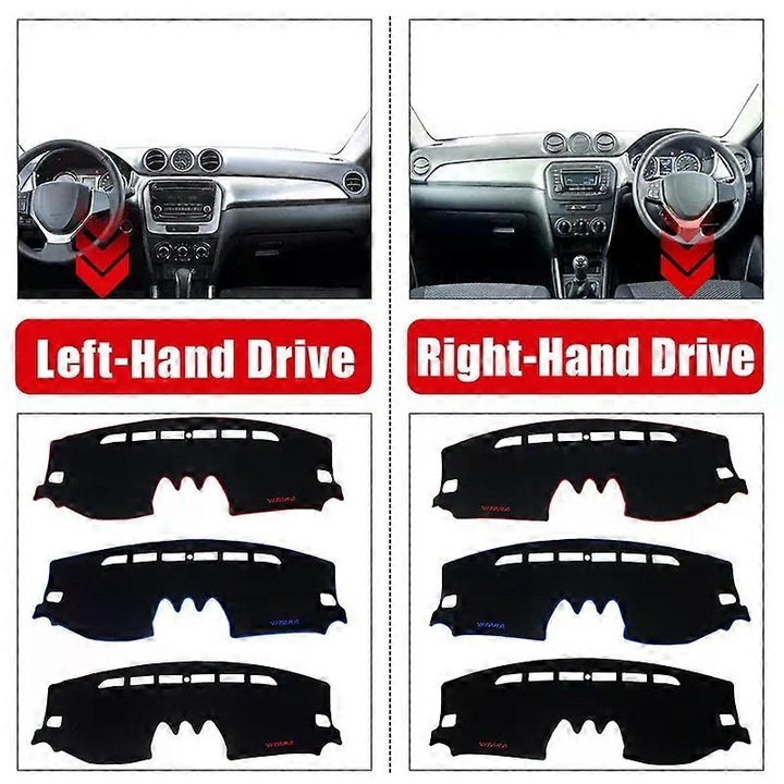 Husa auto pentru tabloul de bord Suzuki Vitara LY, 2015-2022, neagra, set