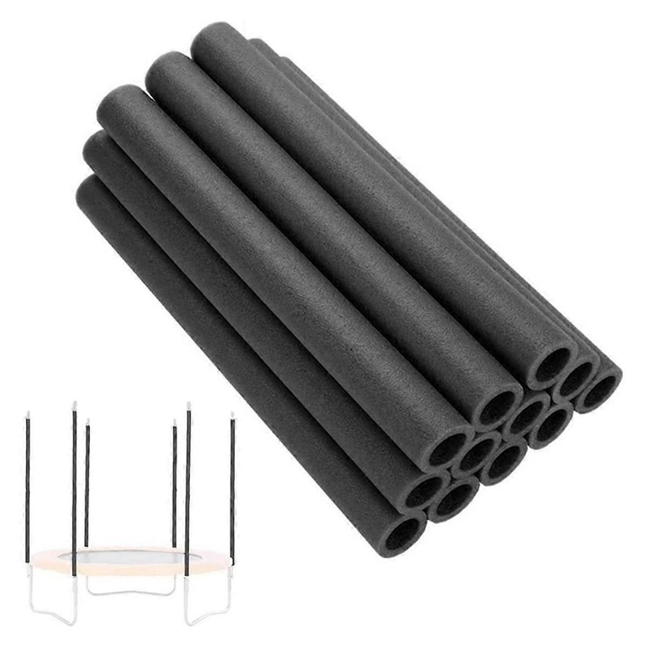 Set 12 mansoane din spuma pentru stalpi de trambulina, protectie, culoare neagra