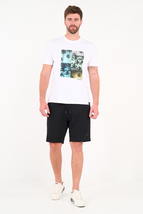 KVL by KENVELO, Pantaloni scurti din amestec de bumbac cu snur, Negru