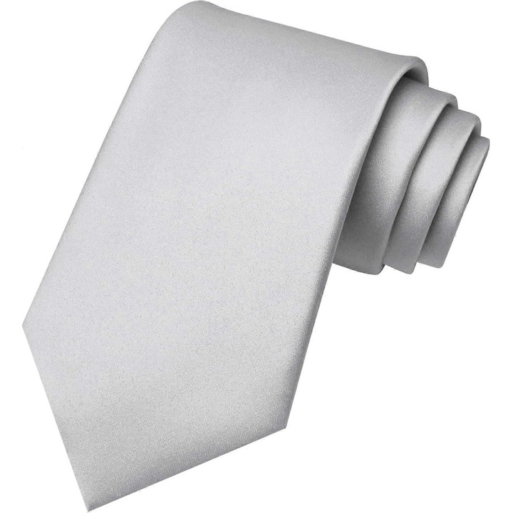 Cravata barbati, argintie, 8cm latime, 147cm lungime, design elegant, material satin jacquard