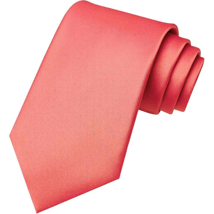 Férfi nyakkendő, rózsaszín korall, 8 cm széles, 147 cm hosszú, elegáns design, jacquard szatén anyagból