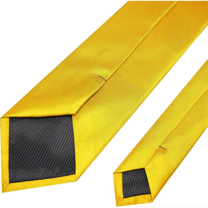 Cravata barbati, galben, 8cm x 147cm, design elegant, material satin jacquard
