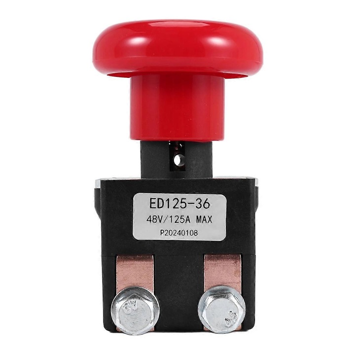Comutator de oprire de urgenta ED125-36 48V 125A pentru Big Joe EZ30 E30 D40 EZ40, negru/rosu