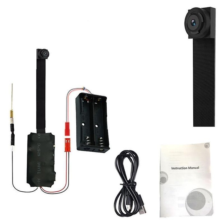 Camera de supraveghere mini WiFi P2P, 4K, 1080P, neagra