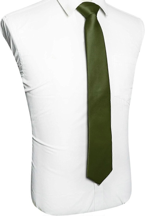 Cravata barbati, verde masliniu, 8cm latime, 147cm lungime, design elegant, material satin jacquard