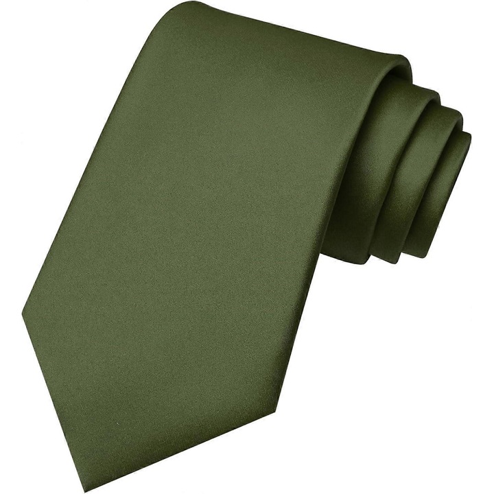 Cravata barbati, verde masliniu, 8cm x 147cm, design elegant, material satin jacquard