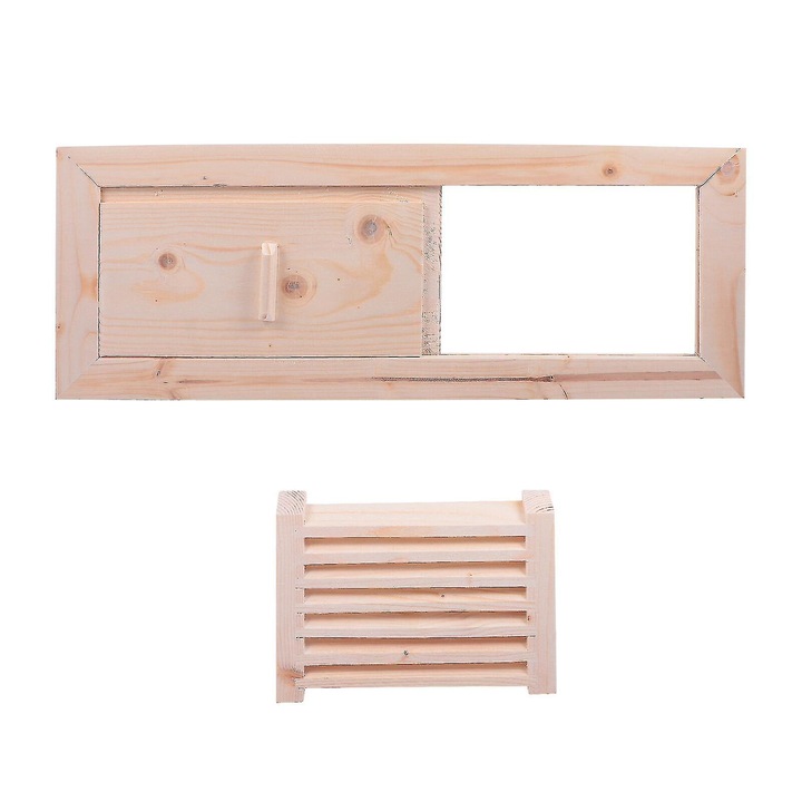 Set ventilatie si jaluzele pentru sauna, lemn, bej, dimensiuni ventilatie 34x12.5x1cm, jaluzele 21x14cm