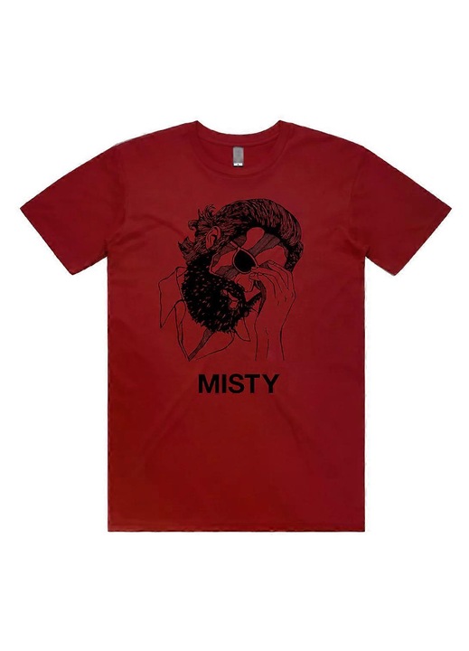 Férfi póló Father Misty, pamut, piros/fekete