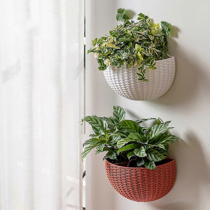 Ghiveci suspendat pentru flori, semicircular, gri argintiu, dimensiune mare, set 1 buc.