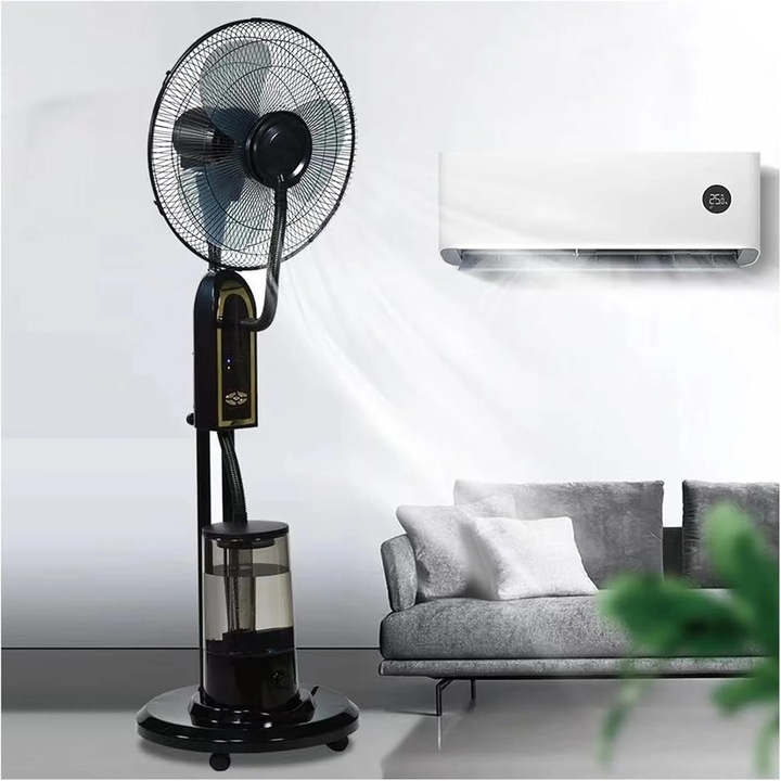 Ventilator electric cu umidificator 4L, telecomanda si motor cupru - 130 cm, 16 inch, 3 viteze