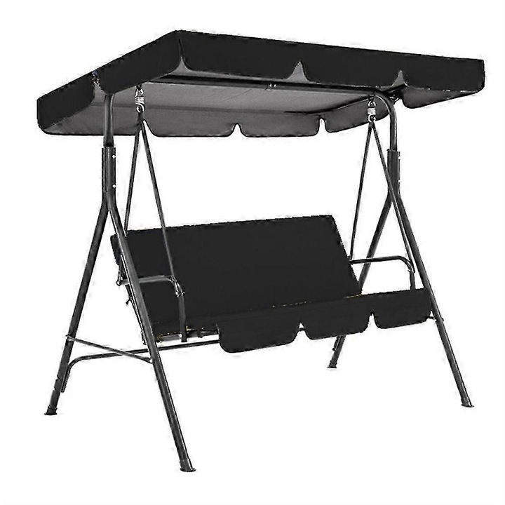 Leagan de gradina din metal cu canopy ajustabil, scaun rezistent, pentru mai multi utilizatori, usor de asamblat, 2 locuri