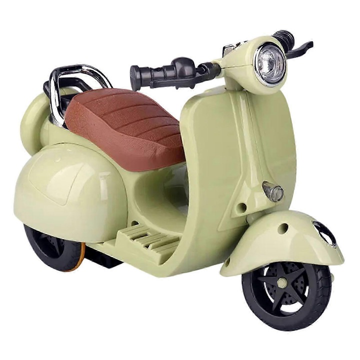 Forgó játék motorkerékpár, fénnyel és zenével, 19x12,5x9,5cm, zöld