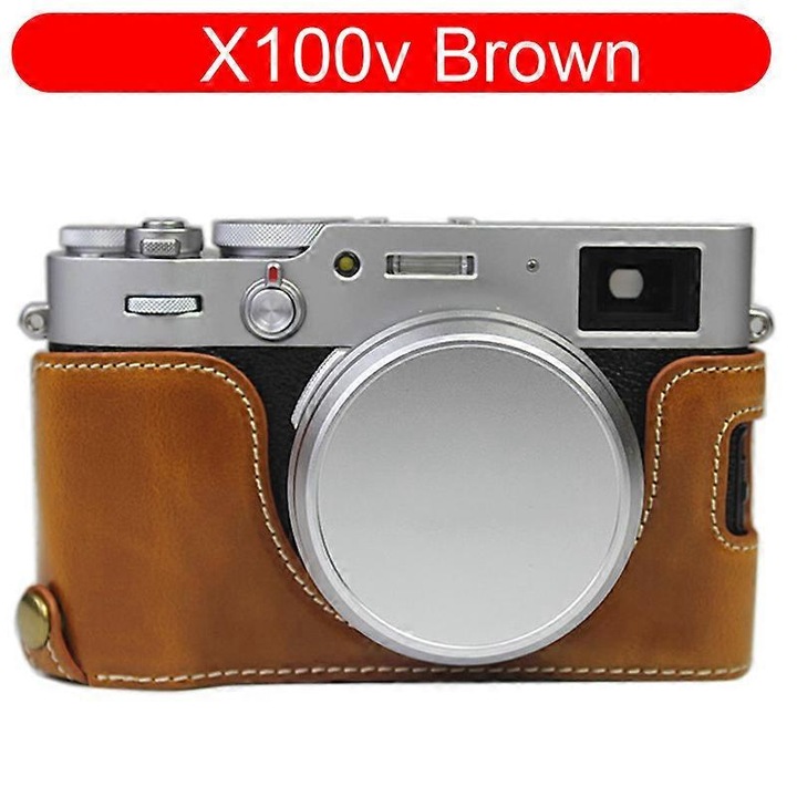 Carcasa pentru camera Fujifilm X100s X100t X100f X100v, sintetic, maro, set 1 buc.