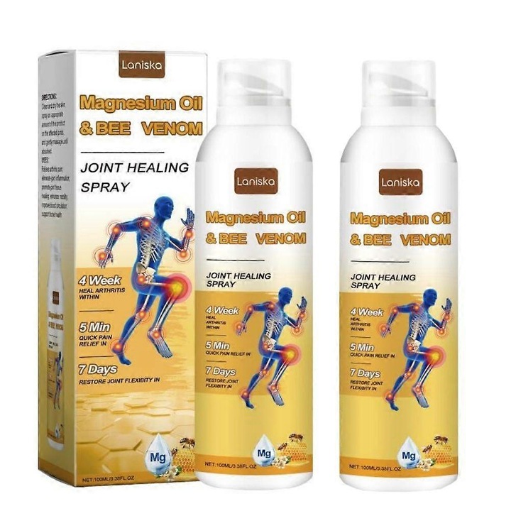 Spray pentru articulatii cu venin de albine, 2 bucati, ulei de magneziu, formula non-grasa, absorbtie rapida